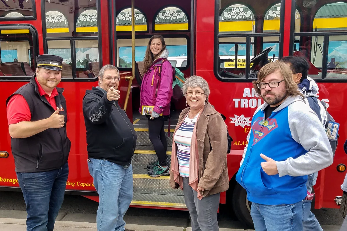 The Willett family at the trolley