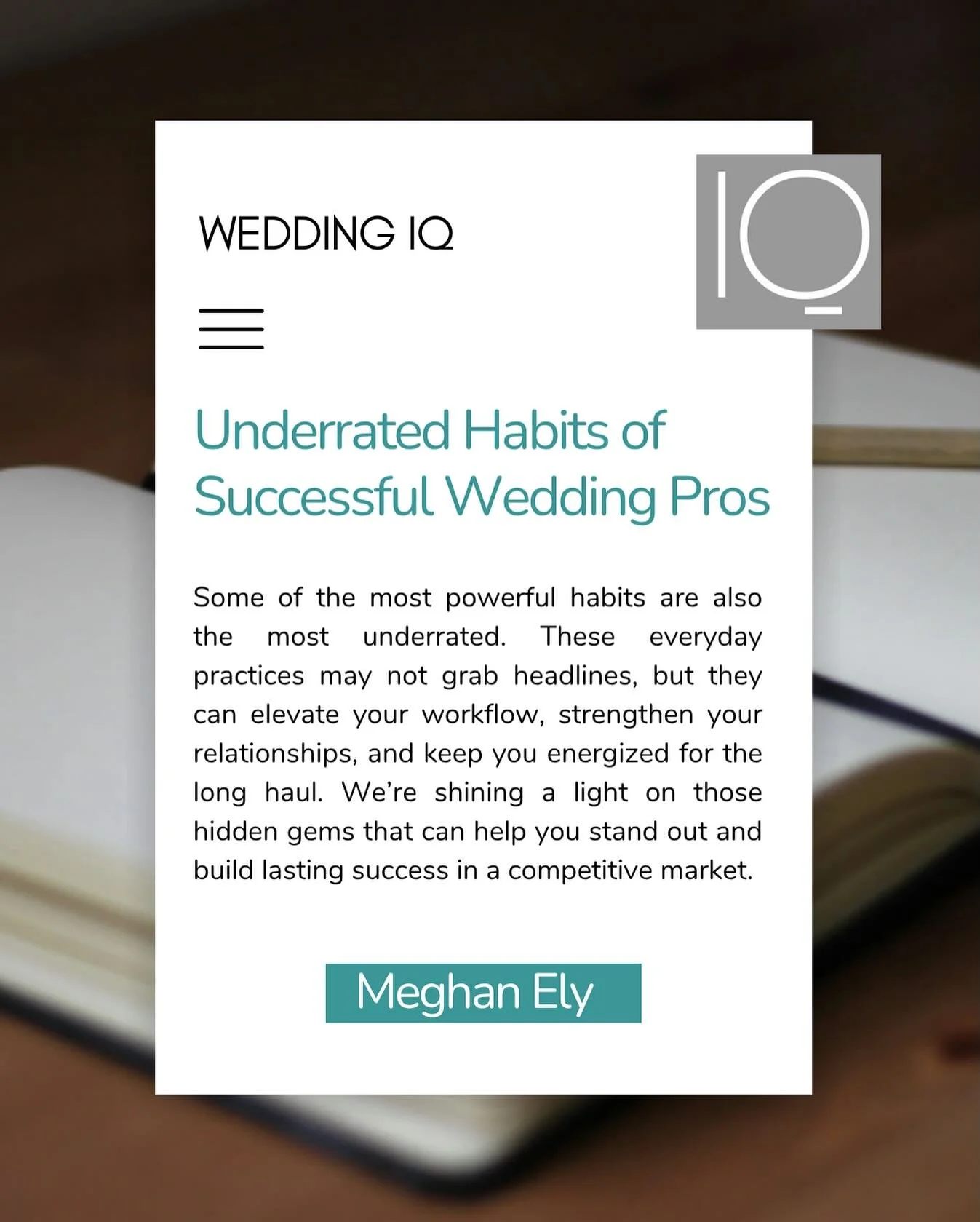 Success in the wedding industry isn&rsquo;t just about big wins - it&rsquo;s built on the small, consistent habits you practice every day 📋

Discover what industry leaders do behind the scenes to stay grounded, creative, and ahead of the curve 

Rea
