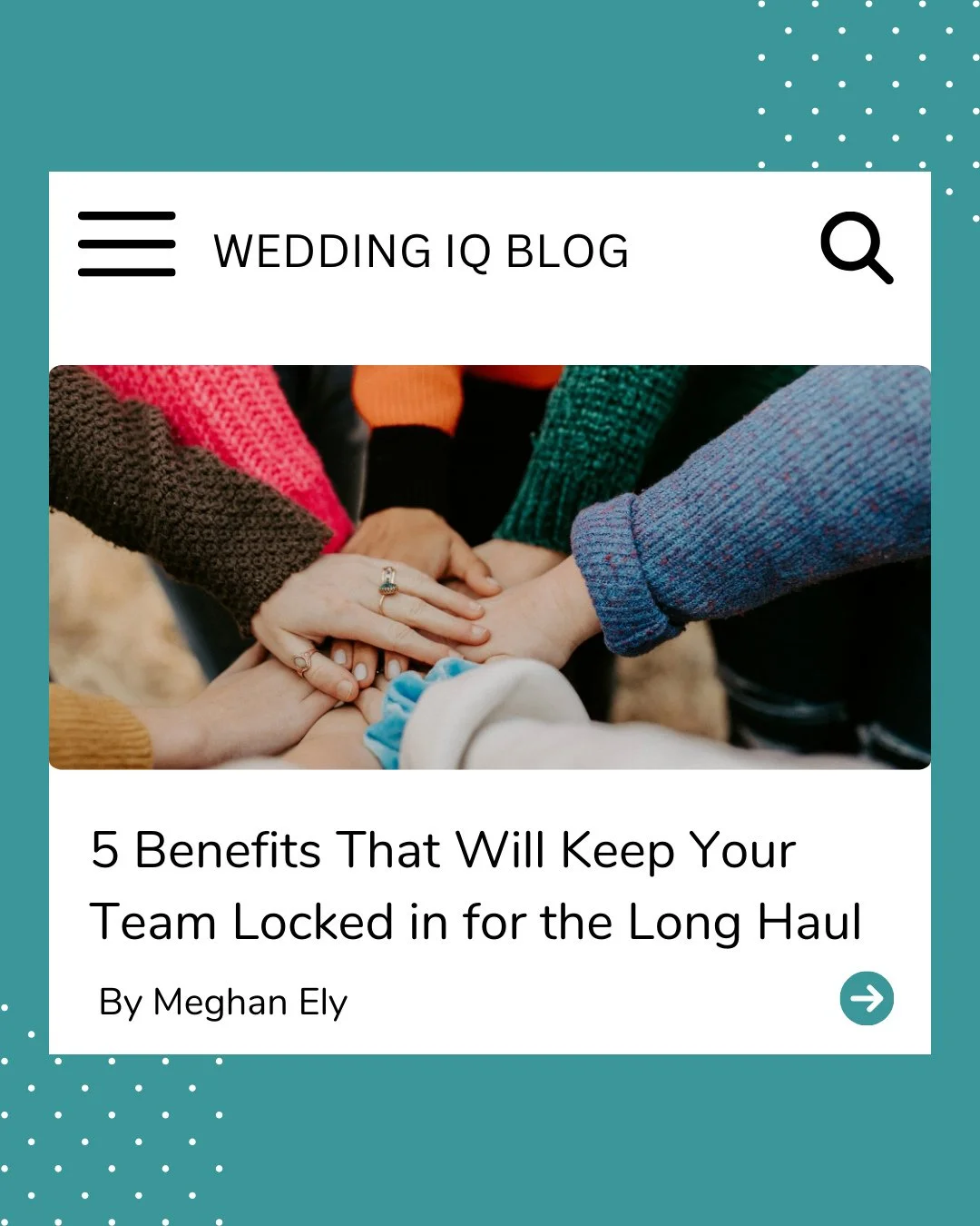 Your business is only as strong as the team behind it 💪🏻⁠
⁠
This WeddingIQ blog dives into the real drivers of retention in the wedding industry - fair compensation, sustainable workloads, growth opportunities, and a culture where people feel heard