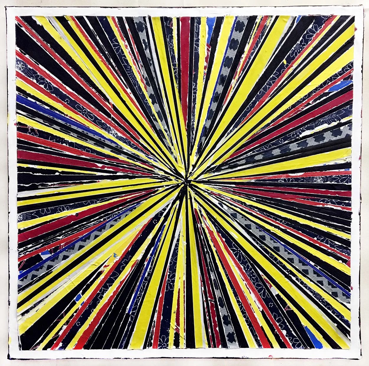 STARGATE: 13, 2016, paint, fabric, quartz crystal, Reiki energy, 20" x 20"
