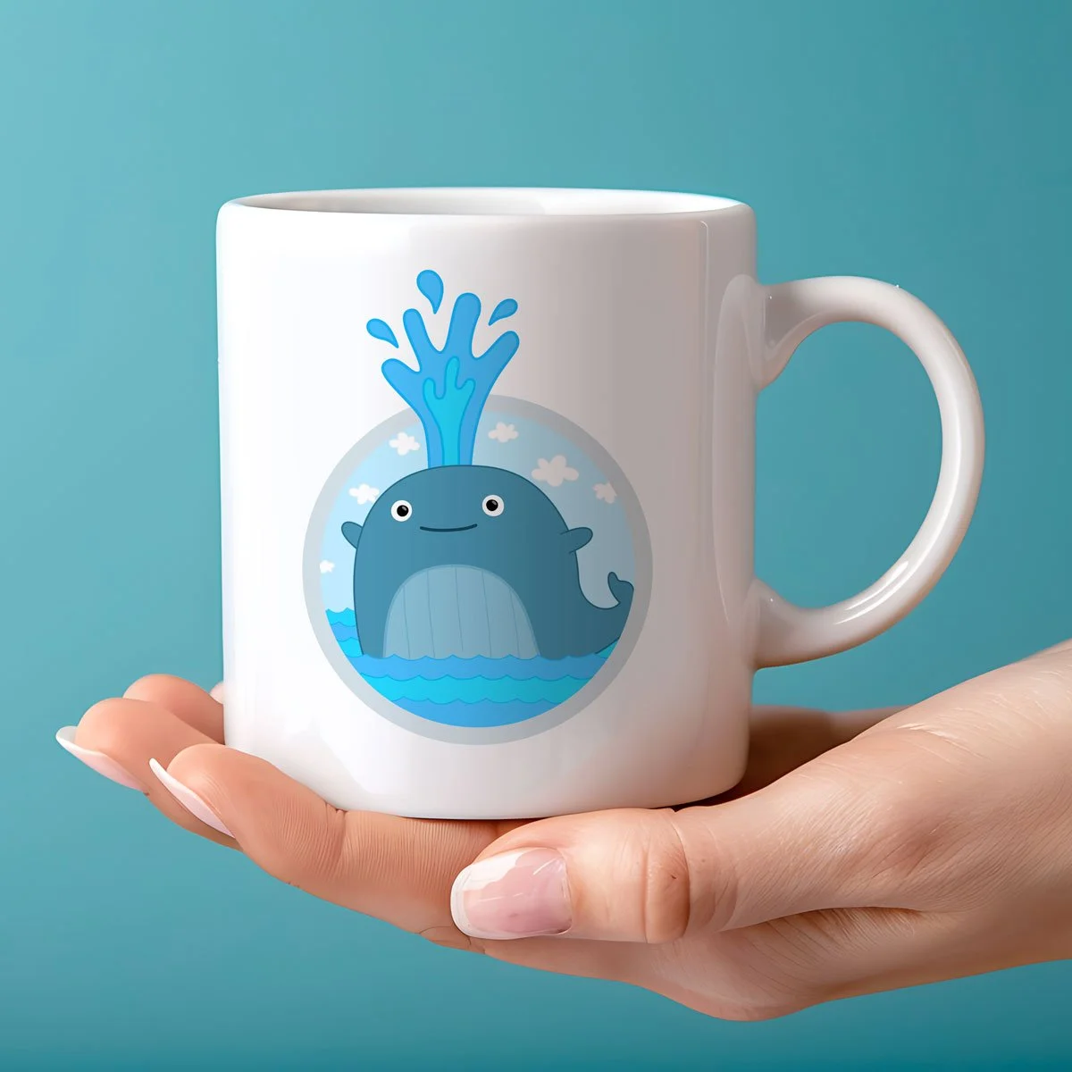 Whaley Great Pun Mug - "I Think You're Whaley Great" Cute Whale Illustration