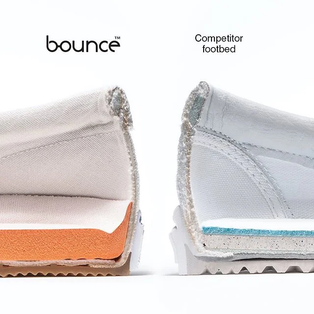 See that thick orange layer? That’s our ultra-cushiony Bounce™ footbed. The teeny-tiny blue sliver is a typical, competitor footbed. Your feet deserve better. #hushpuppiesshoes