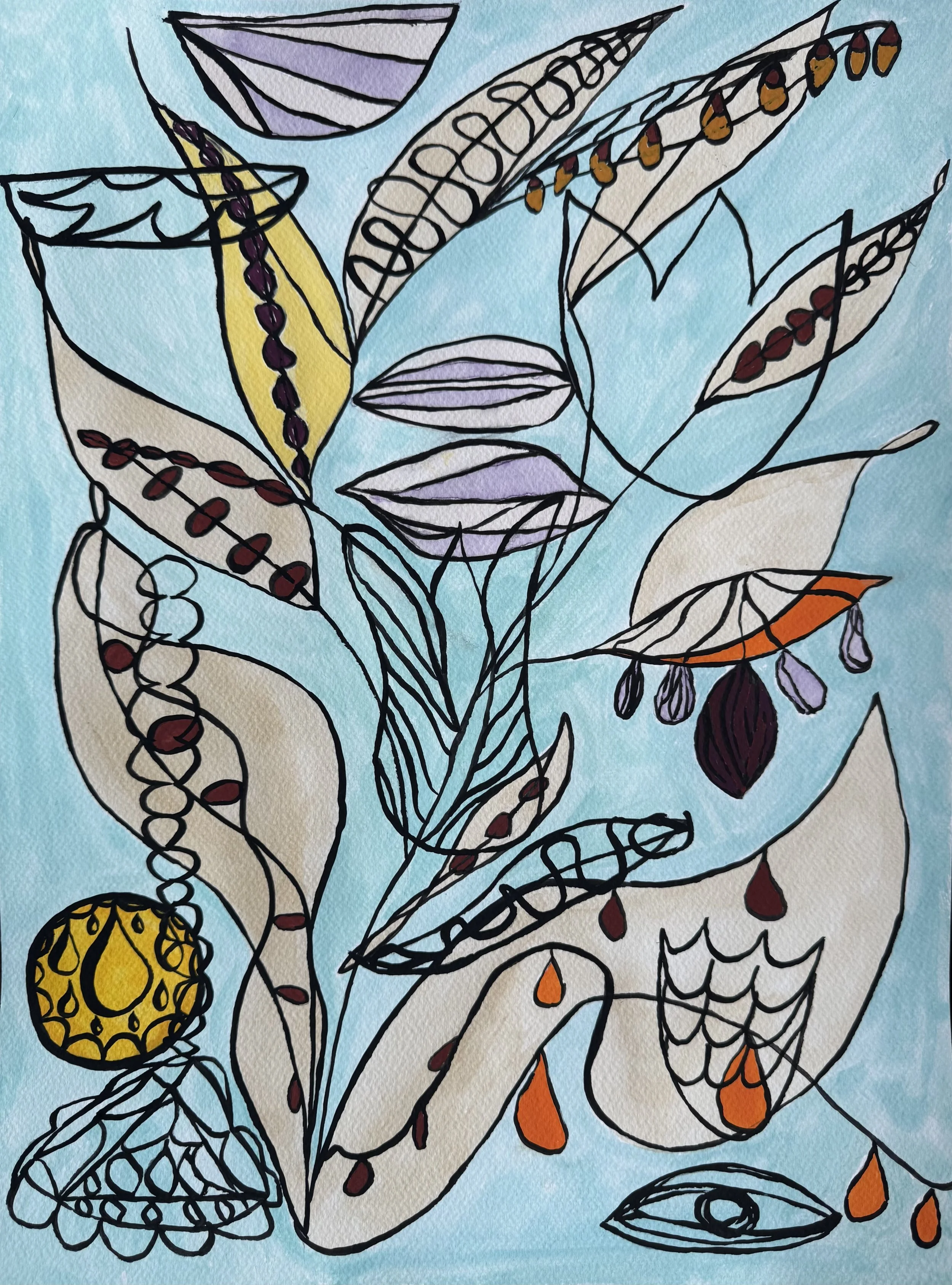    Plant colour and gouashe on paper  36×48 cm  2025     