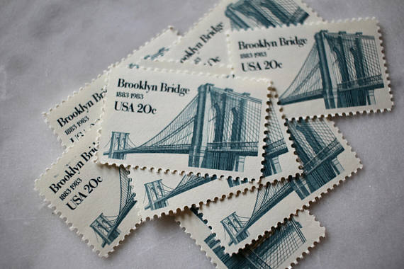 curated collection . Shades of TEAL . UNUSED 20 Vintage Postage Stamps .