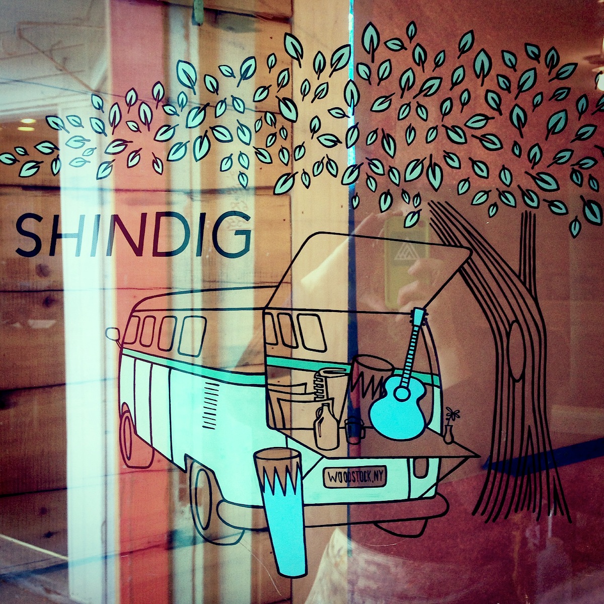  CAFE LOGO PAINTED ON GLASS DOOR IN WOODSTOCK, NY 