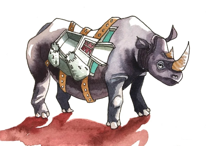“I was forced to go to Rhino’s rehab. You sleep on raw hide, eat dry grass, and swim the moat for 3 hours every day.”