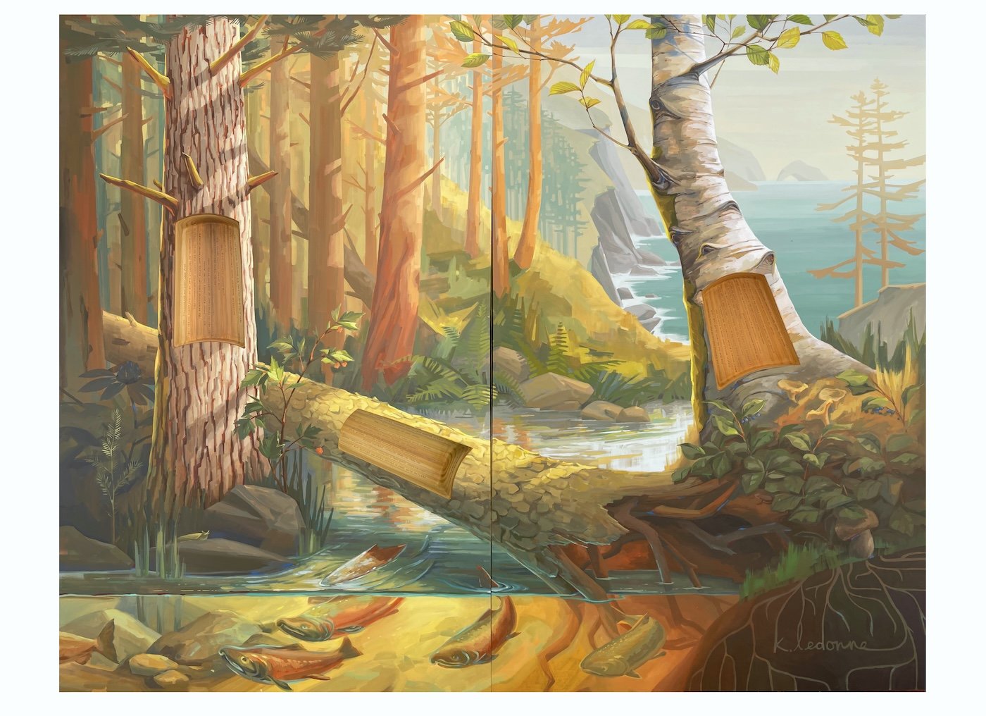 Painting of an Oregon coastal forest