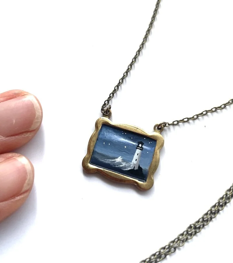 Lighthouse Necklace - Navy