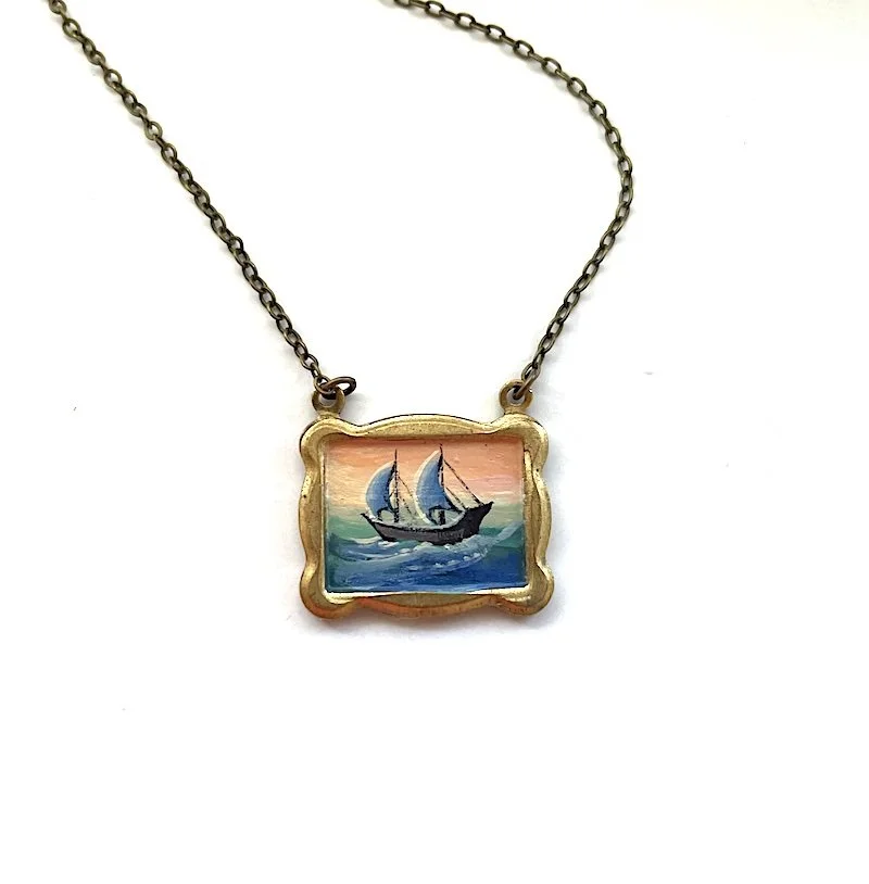 Sailing Necklace - Coral and Blue