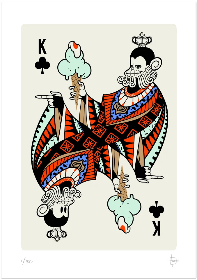 ”KLØR KONGE” Giclée print på akvarelpapir Signeret og nummereret. Kun trykt i 50 eksemplarer. 21 x 29,7 cm 650 kr.