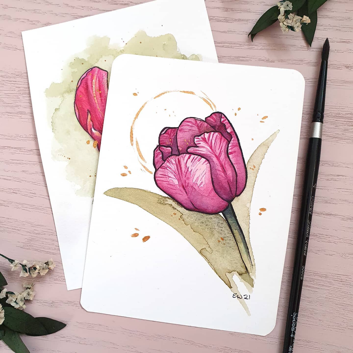 What's this, two posts in one week? 😱
I finished up my second tulip study! Tulips are just so great dont you think? You can be sure that there will be more tulips in the future 😁
For this one I used mostly handmade paints, by @_studioartisjok @corv
