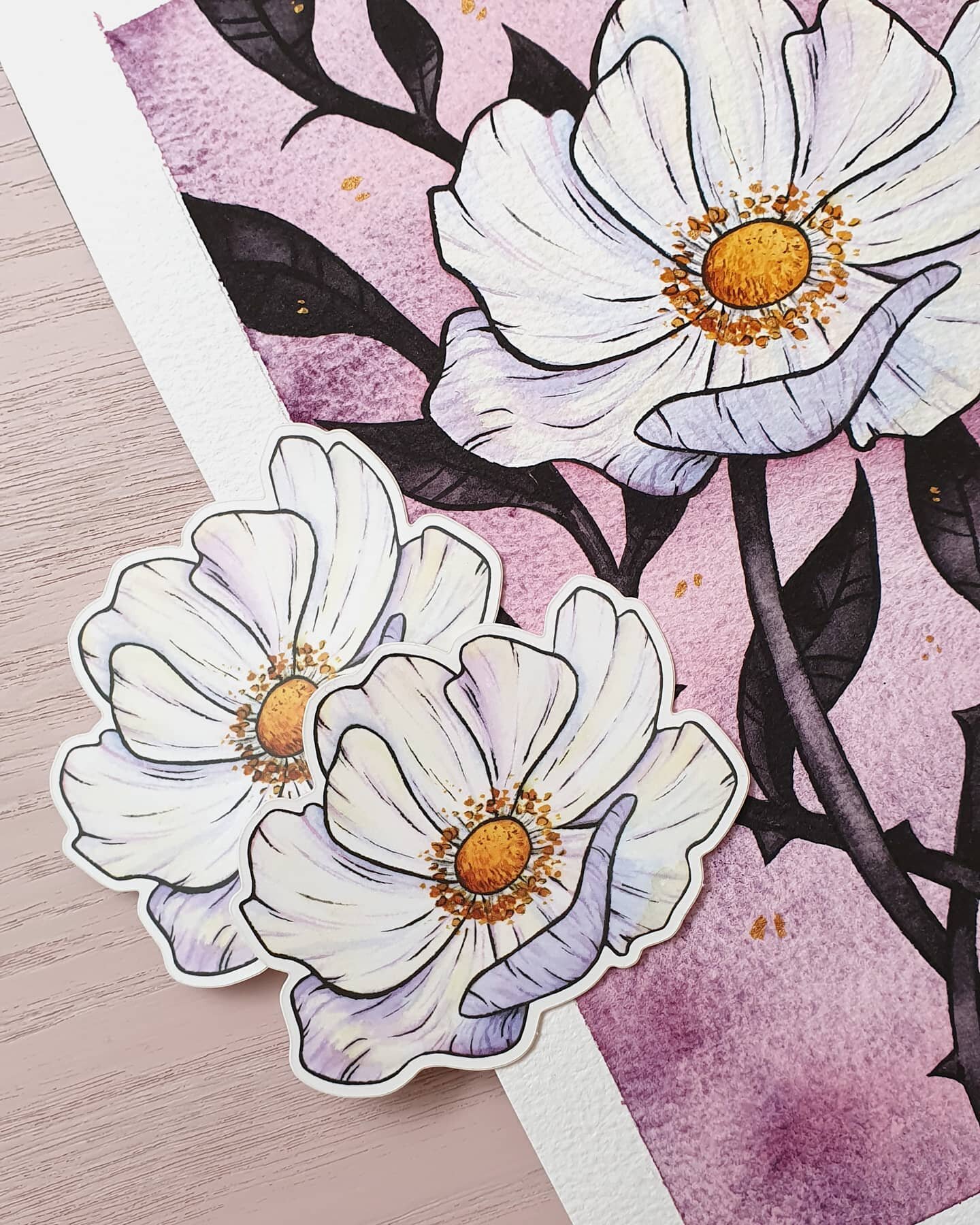 When I finished this painting I just knew that I needed to make the flower into a sticker 🌸😊

#watercolorartist #stickerapp #stickerart #floralart