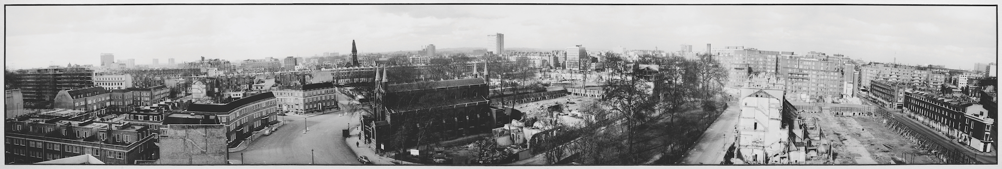 Panoramic photo of St John's and the parish in the 1960s