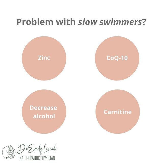 Referring to sperm here.
.
There are a number of factors that can affect the motility of sperm.
.
Listed above are a few of my favorite supplements to help improve sperm motility.
.
Reducing or cutting out alcohol is one of my top recommendations for