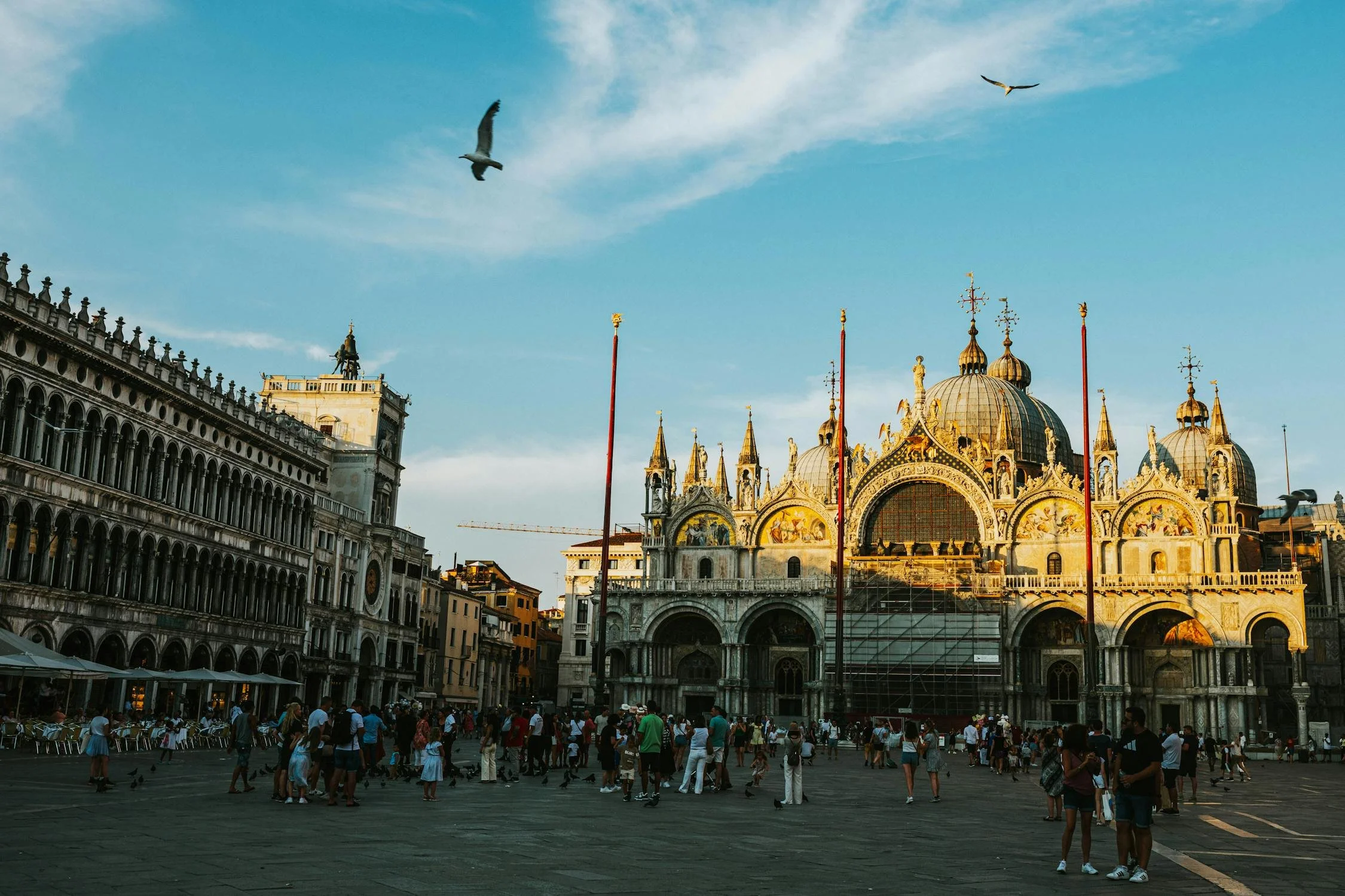 St. Marks Basilica and square filled with visitors in Venice, Italy