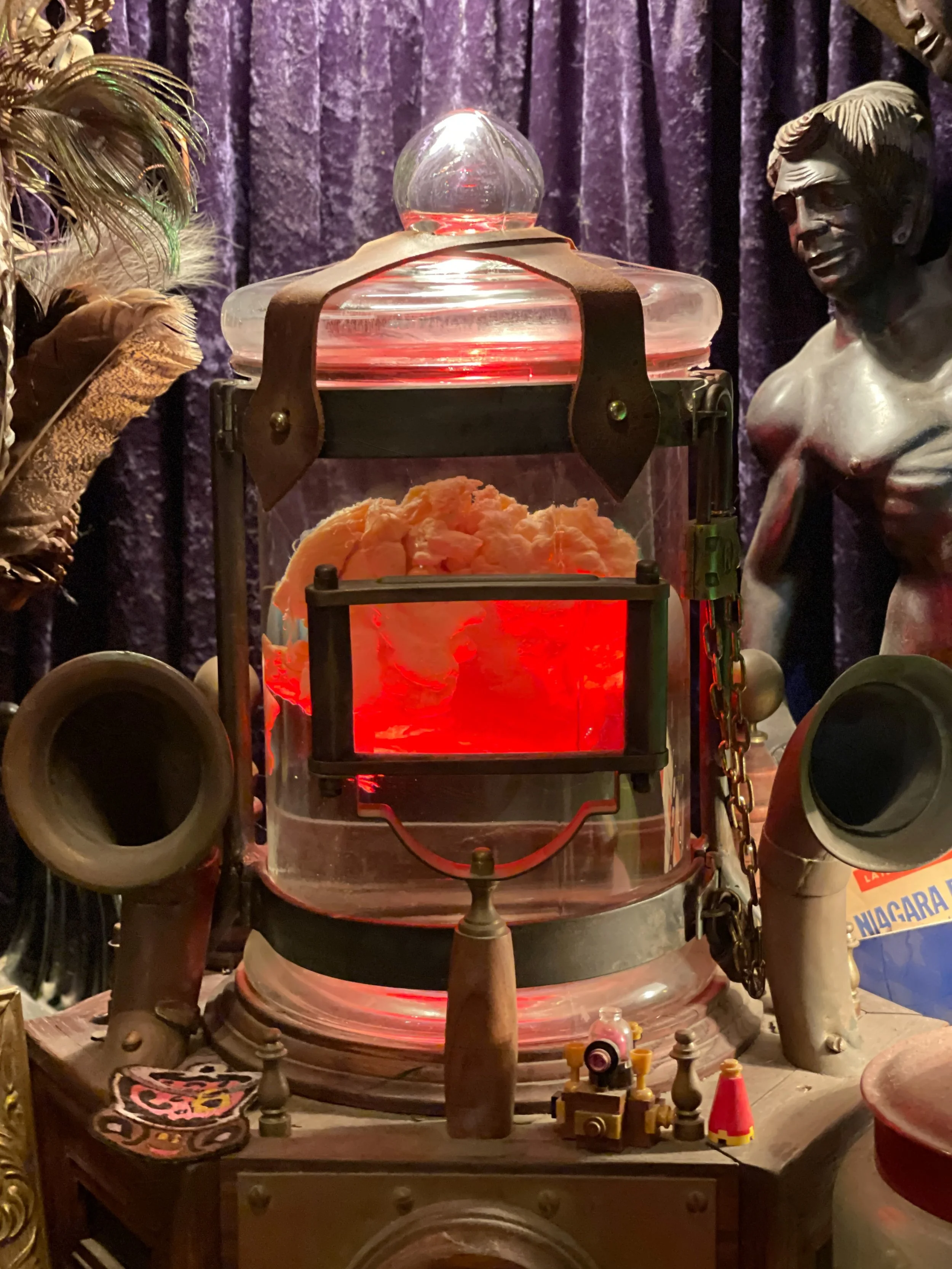 Steampunk contraption to hold belly dancer's tumor at Trundle Manor