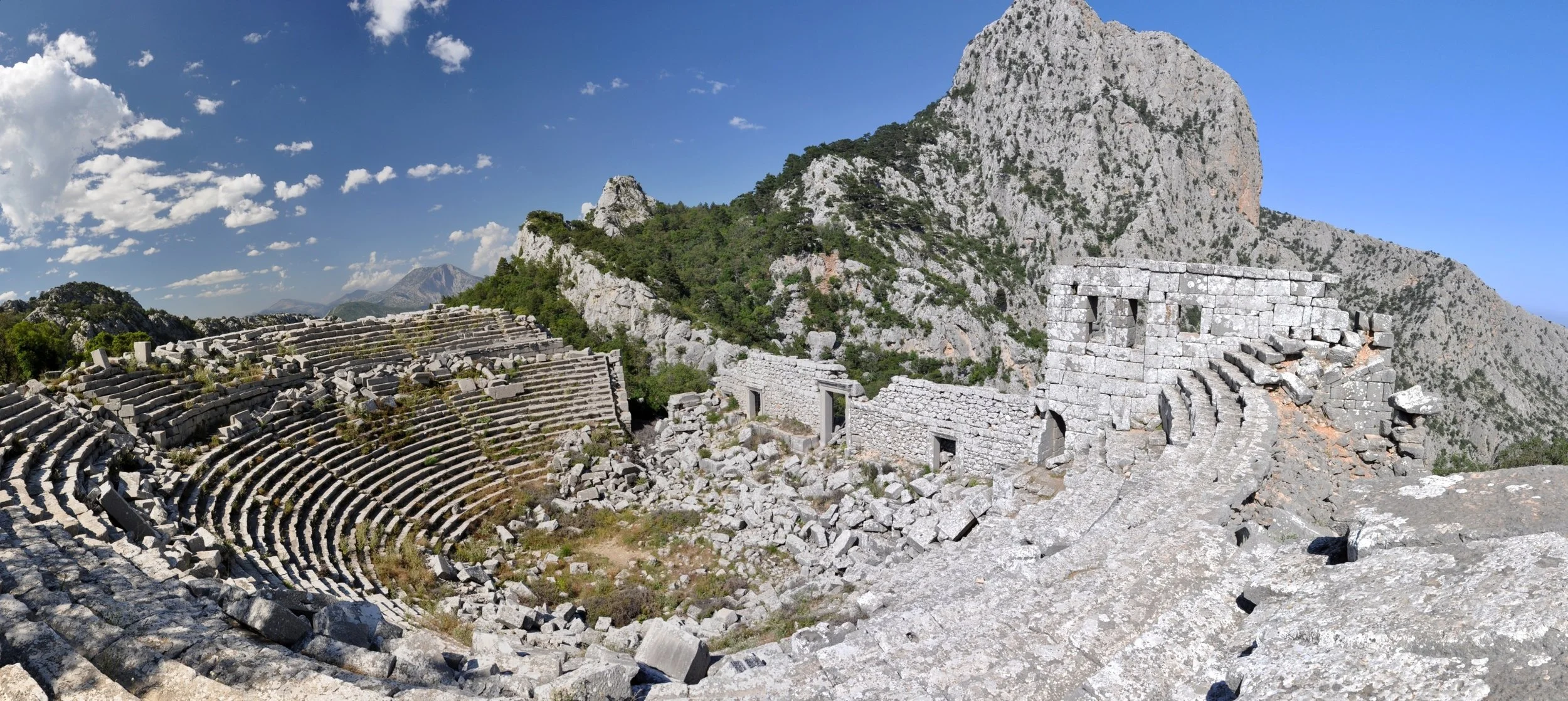 Termessos Theater, an amphitheater build into the side of the Taurus Mountains in Turkey