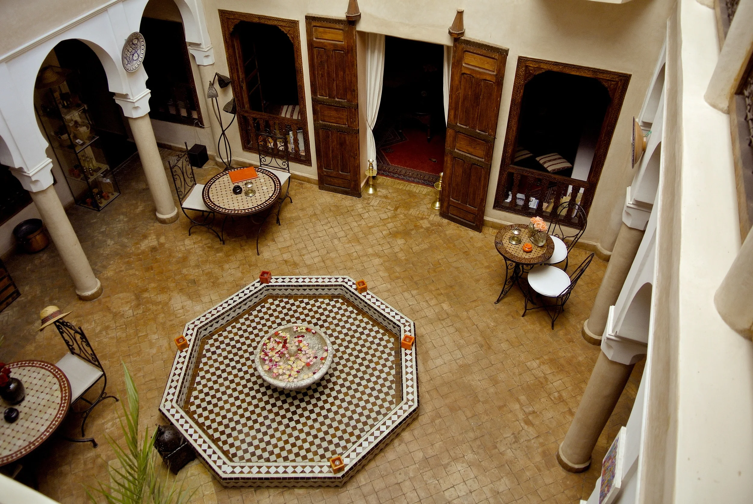 The interior courtyard of Riad Alwachma, Marrakech, Morocco