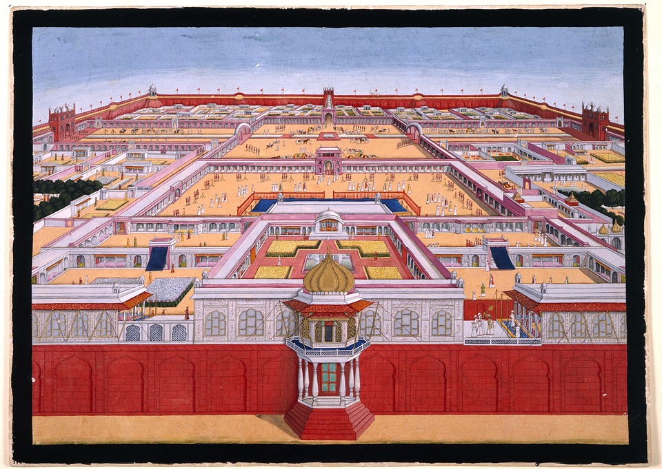  Interior layout of the Red Fort. You can't tell from this depiction, but the fort is actually octagonal 