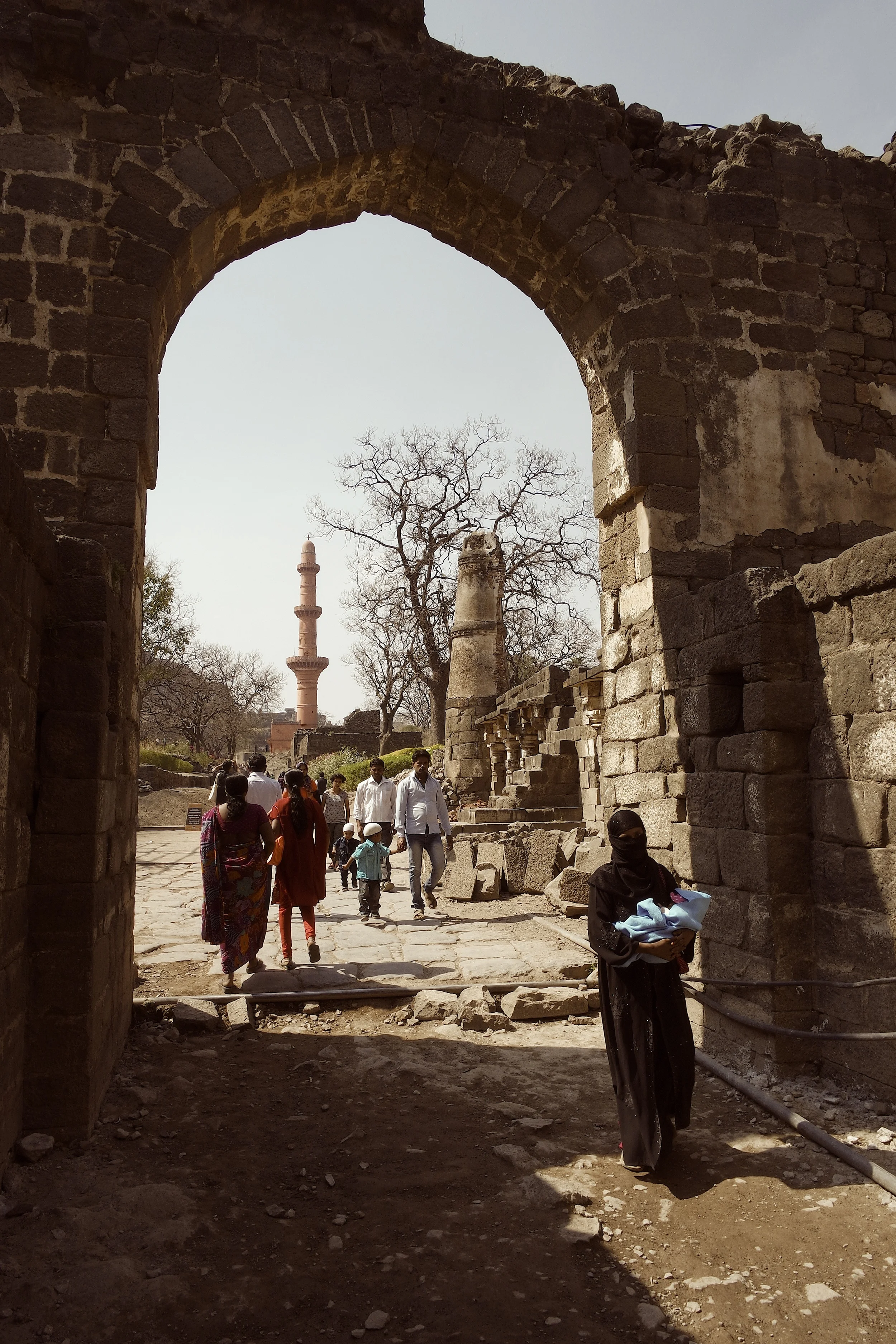  The ruined fort with the Moon Tower in the distance 