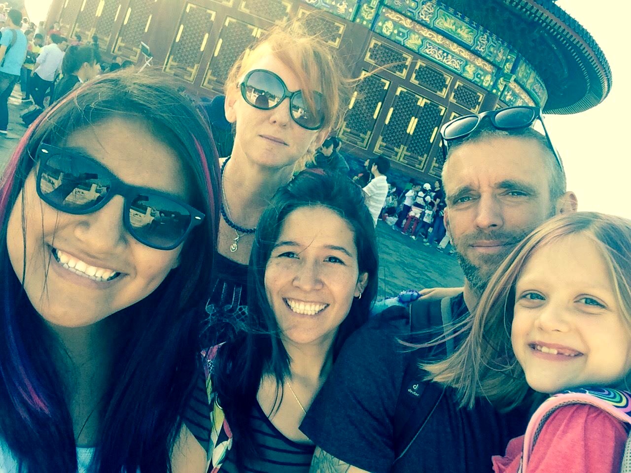  Angie, Steve, their two daughters and a friend at the Temple of Heaven 