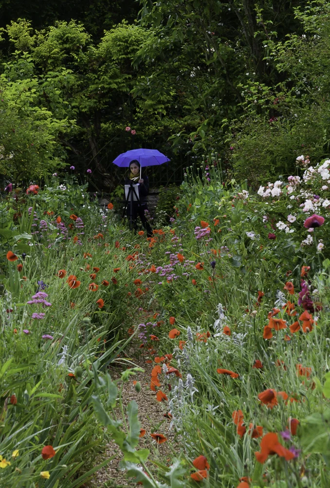 Morgan paints en plein air in Monet’s garden at Giverny