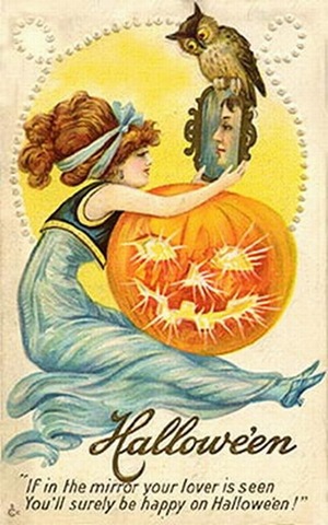 Victorian Turn Of The Century Happy Halloween Ghost Card Movable Rivet #Mgc010 