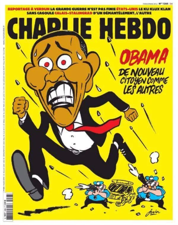 The controversial satirical magazine Charlie Hebdo recently featured a cover that addresses Obama leaving office and the problem of police violence against blacks