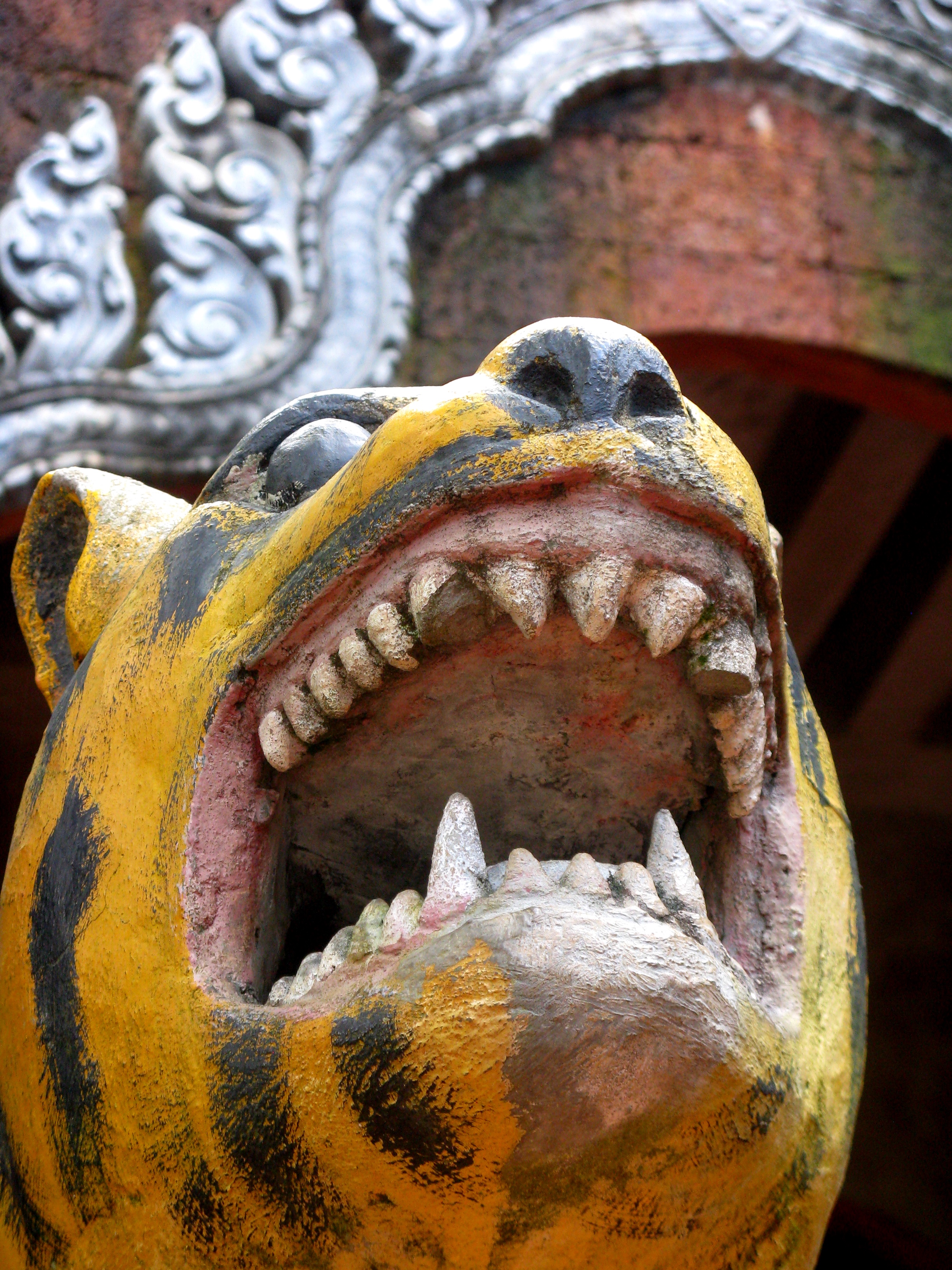   A tiger statue, one of the bodhisattva symbols   