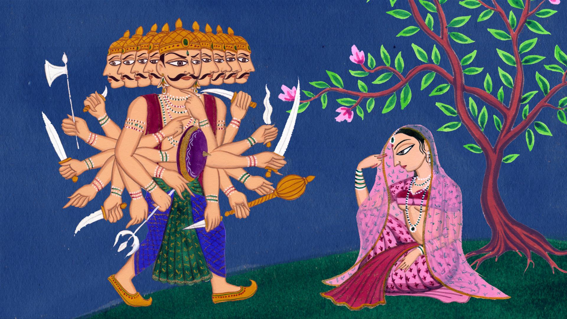 Ravana, the 10-headed King of Rakshasas kidnapped the lovely Sita in the Hindu epic the Ramayana