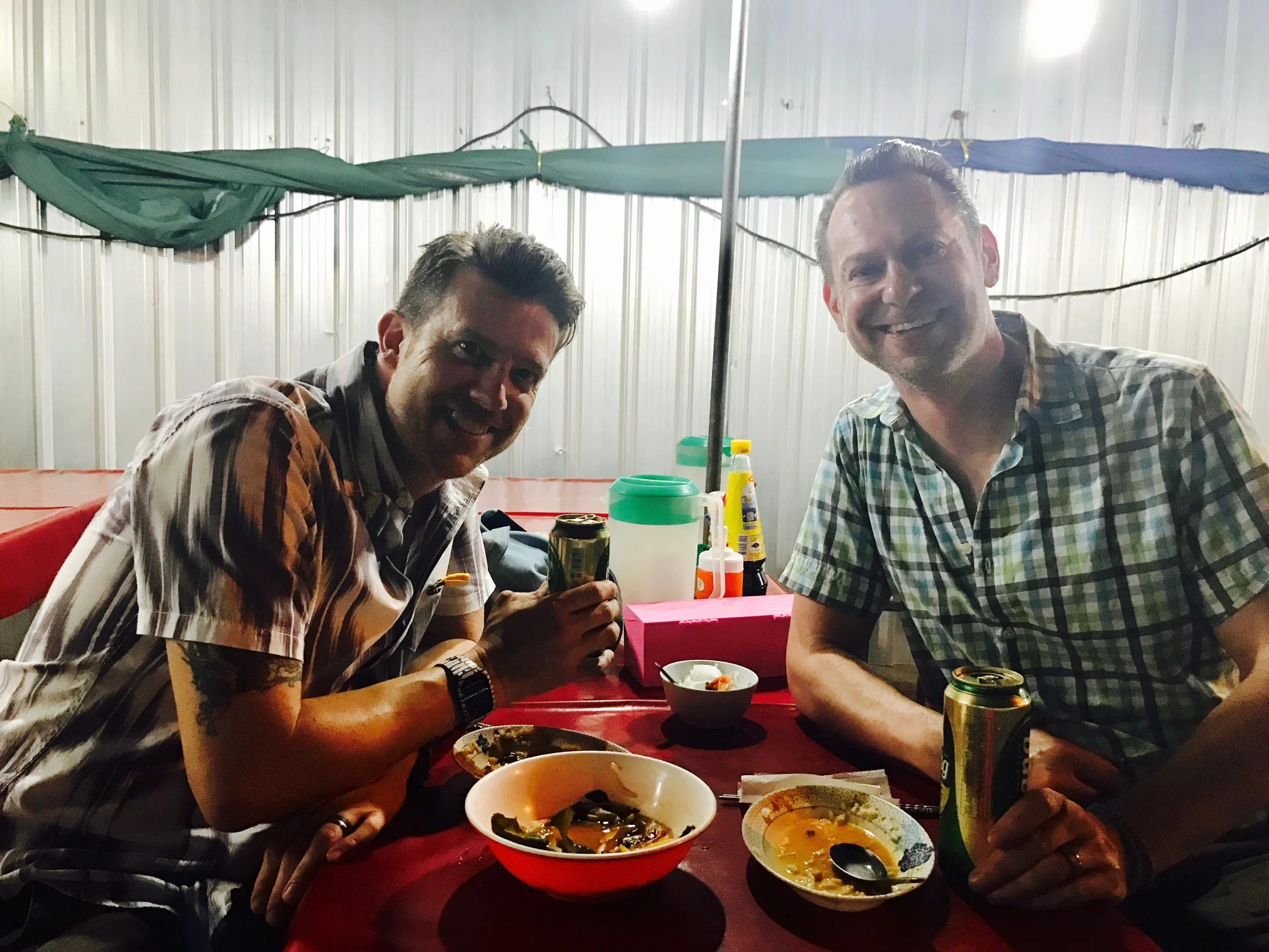 Wally and Duke enjoyed their delicious — and dirt cheap — meal on Suthep Road