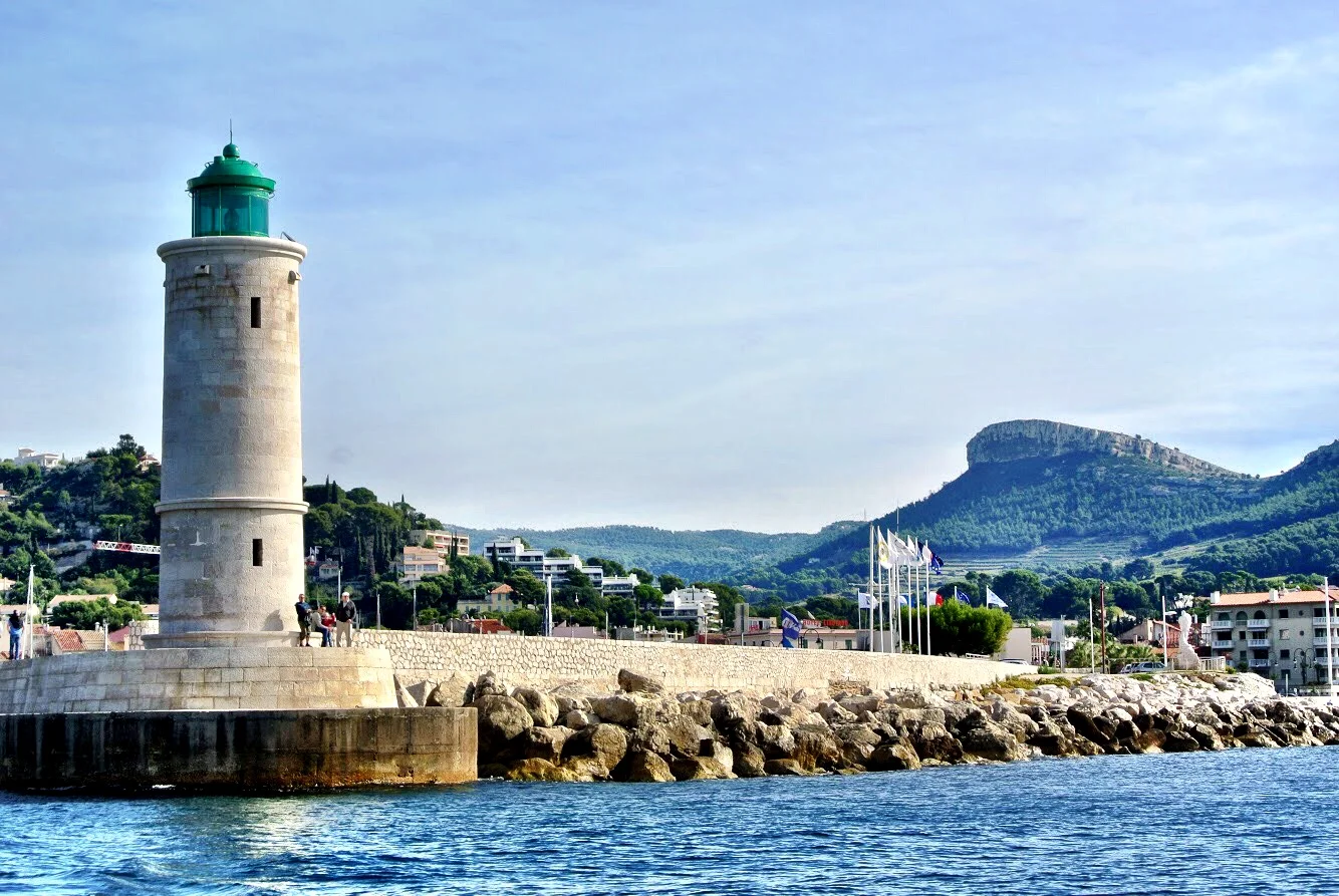 The lighthouse marks the entrance to the Port of Cassis — one of the best-kept secrets in the South of France