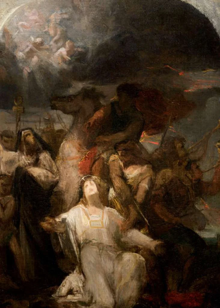 Thinking of changing careers? Pray to Saint Sulpicius, to whom the church is dedicated; he’s the patron saint of delayed vocations. (The Martyrdom of Saint Sulpicius, Eugene Delacroix, circa 1847)