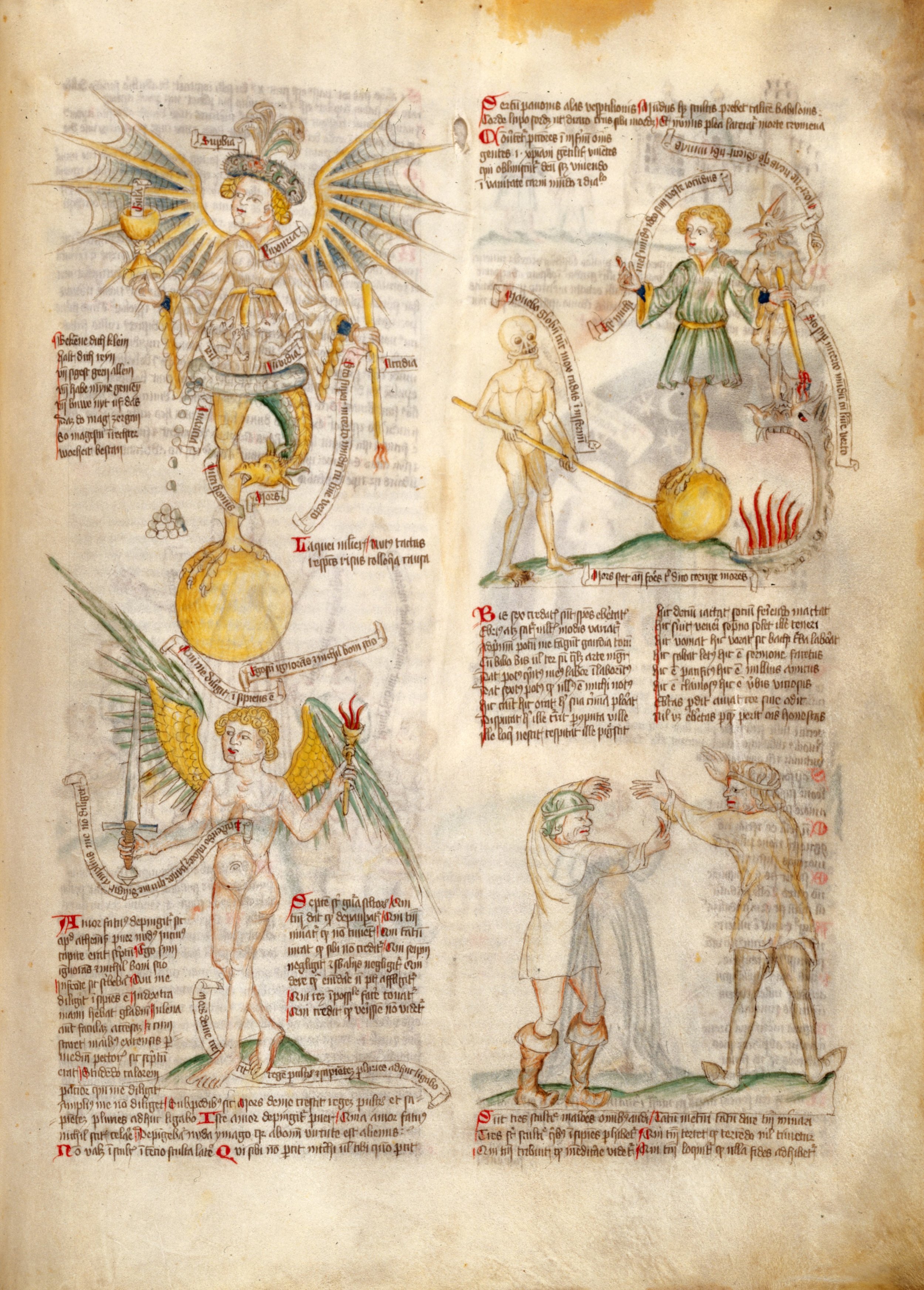 A page 
from an illuminated manuscript on the personification of the Seven Deadly Sins