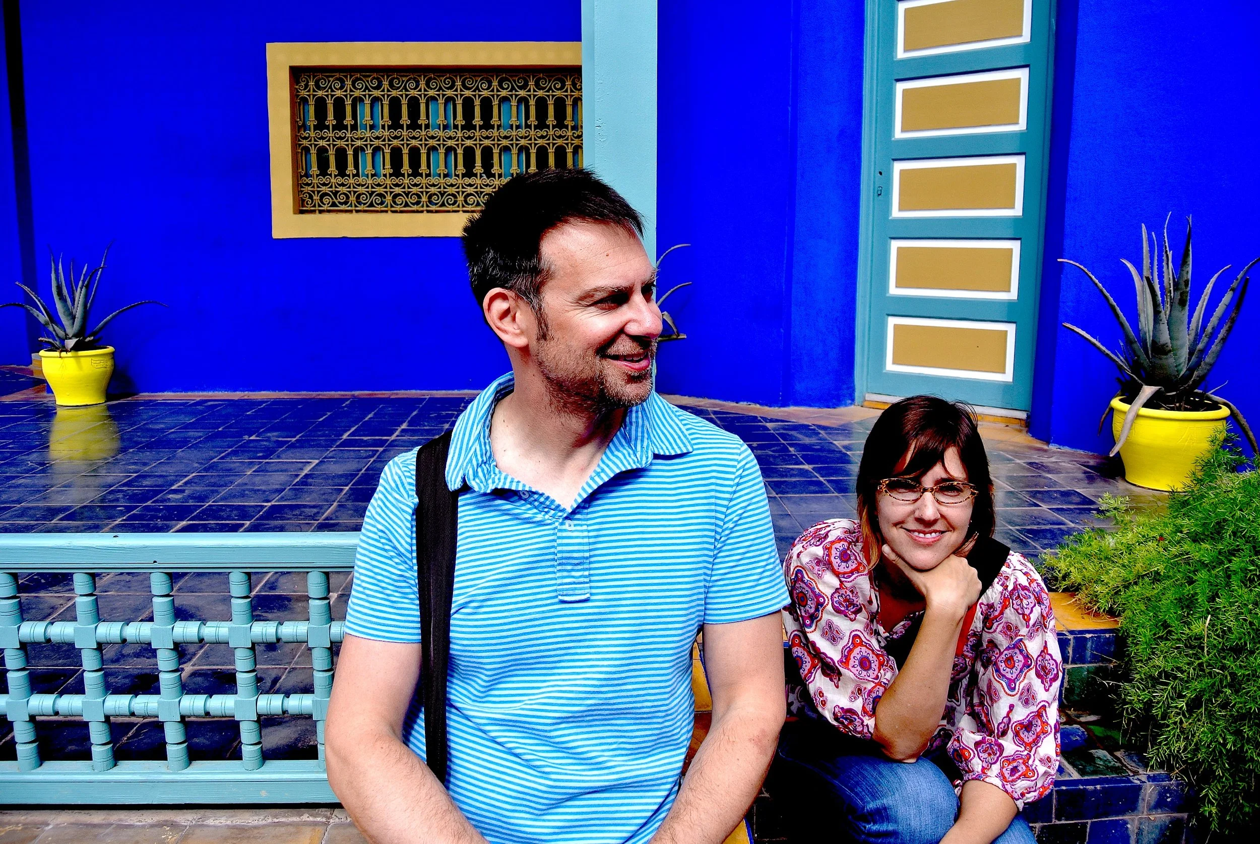 Duke and Vanessa in the Majorelle Gardens