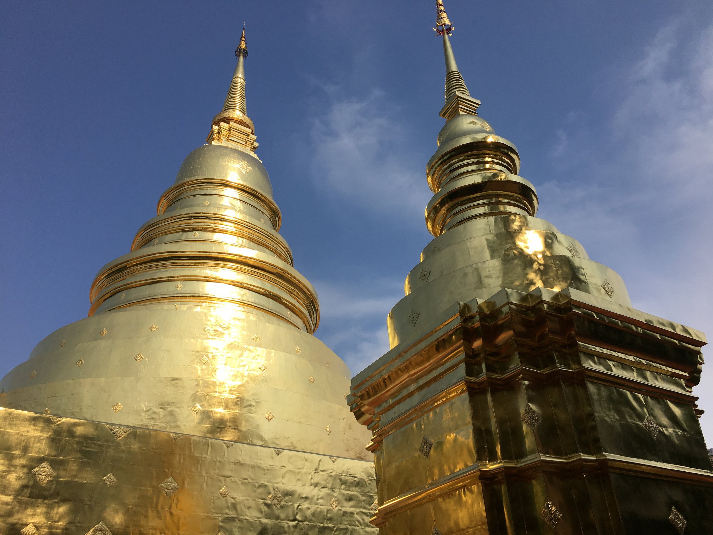 The pagodas found on Thai temple grounds hold some sort of sacred relic