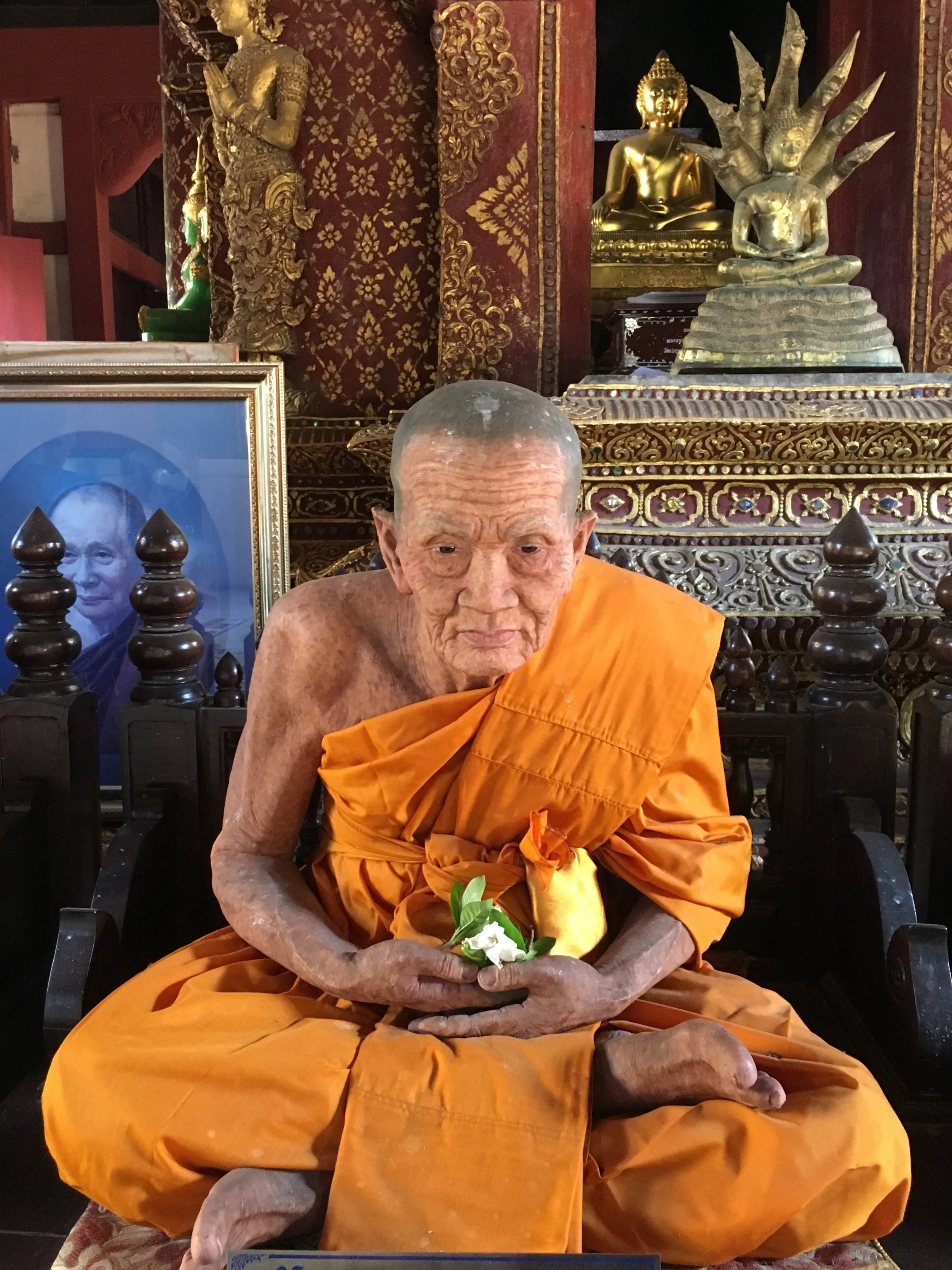 Get used to seeing creepy replicas of famous monks — quite a few temples in the Chiang Mai area have them
