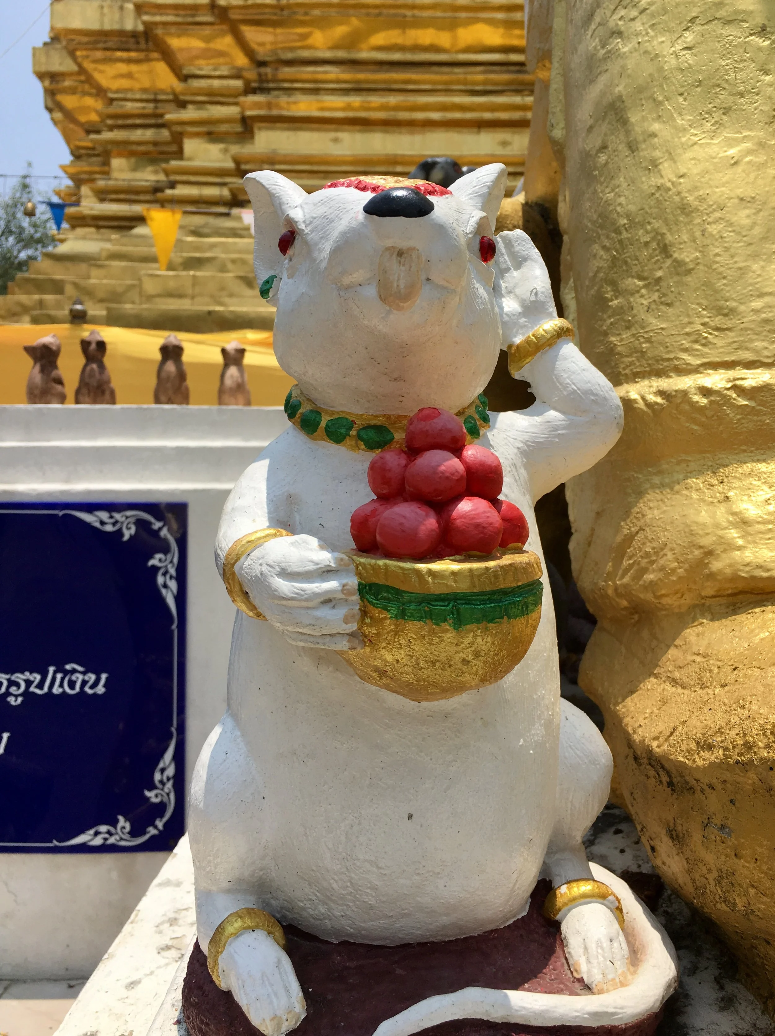 The temple is dedicated to those born in the Year of the Rat — like this fancy fellow