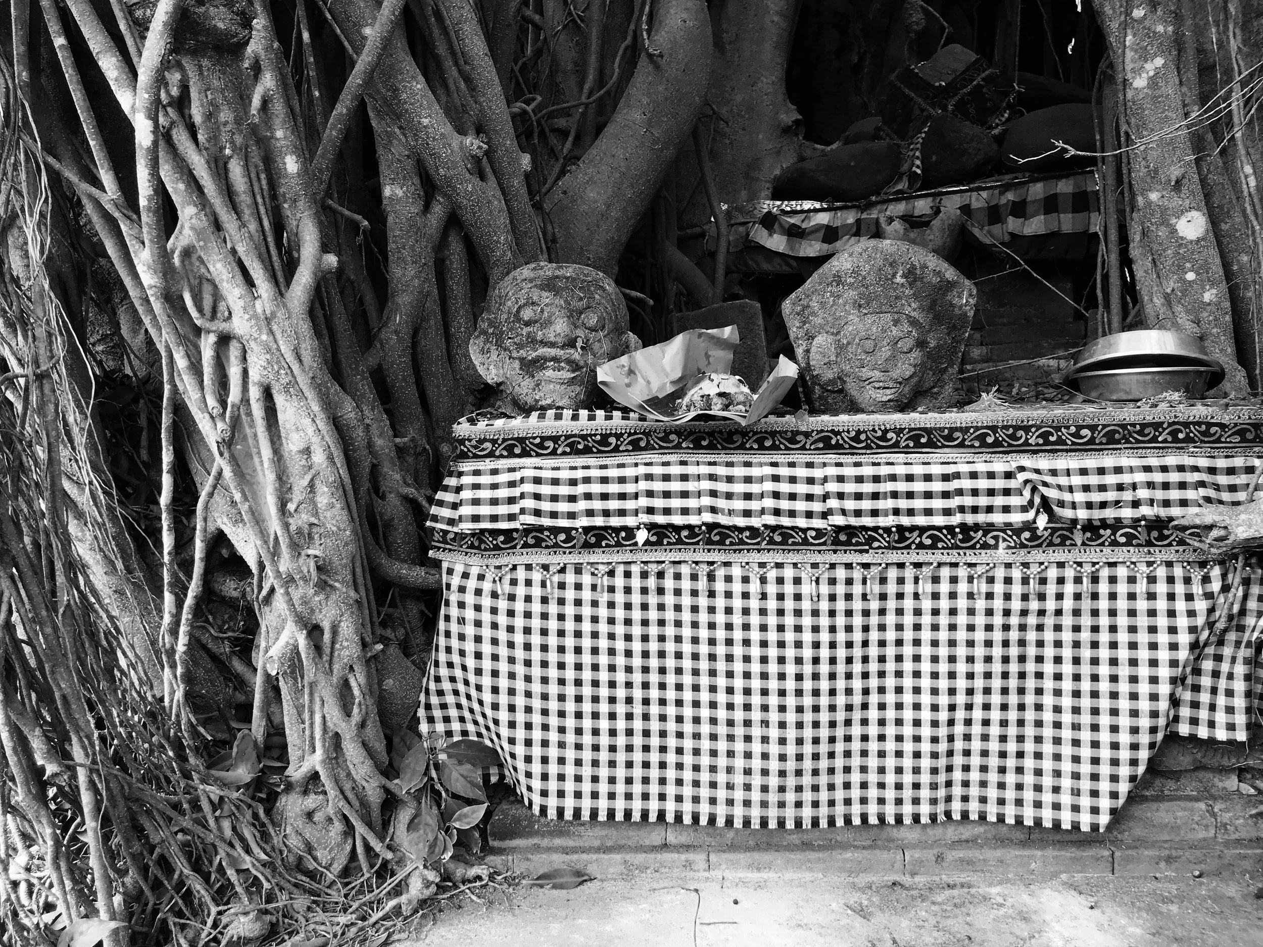 Many offering tables are covered with black and white checkered cloths