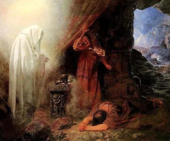 The trouble with predicting the future is that sometimes it sucks: Saul and the Witch of Endor by Edward Henry Corbould, 1860