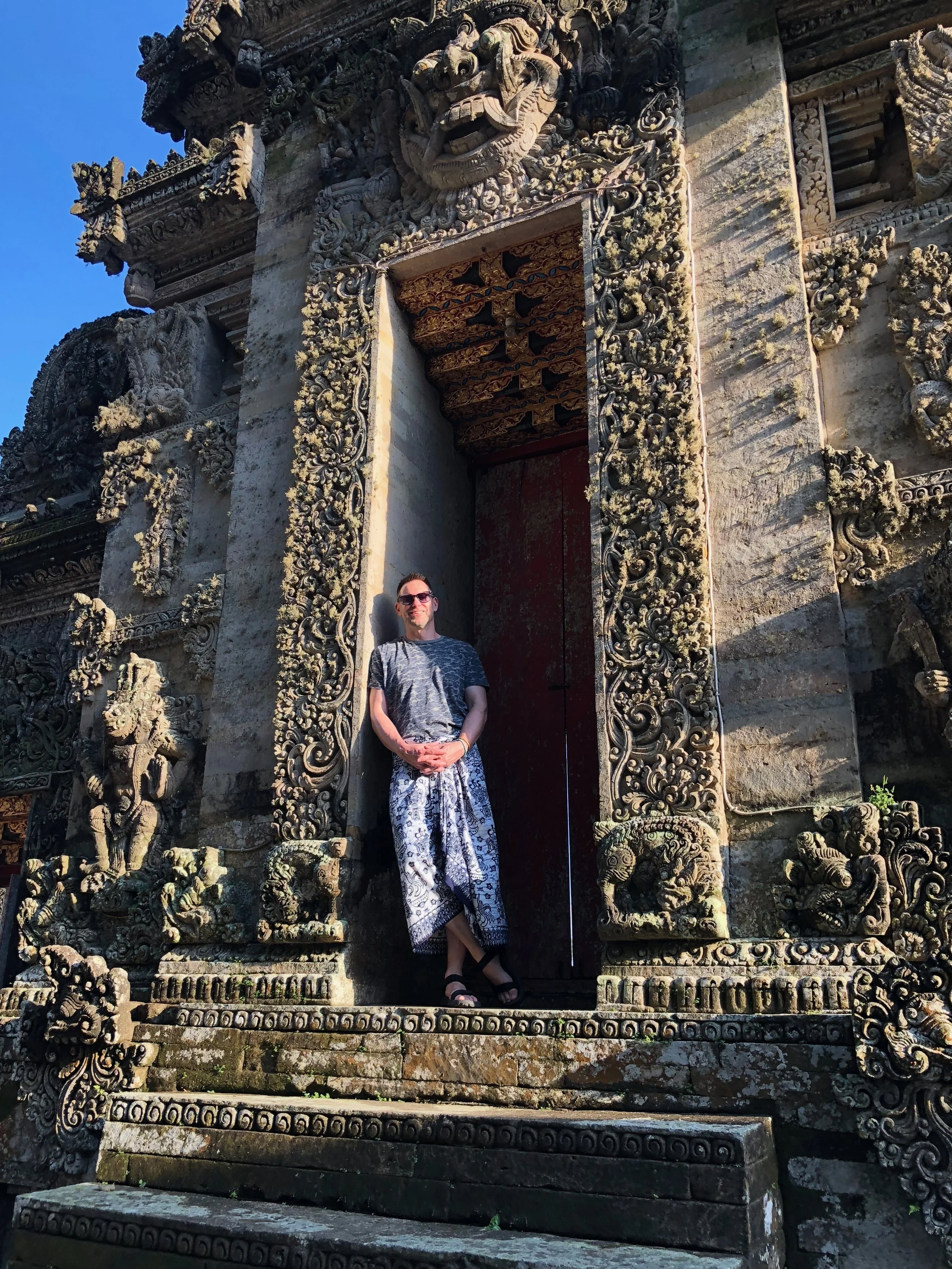 You have to wear a sarong like Duke when visiting a temple on Bali