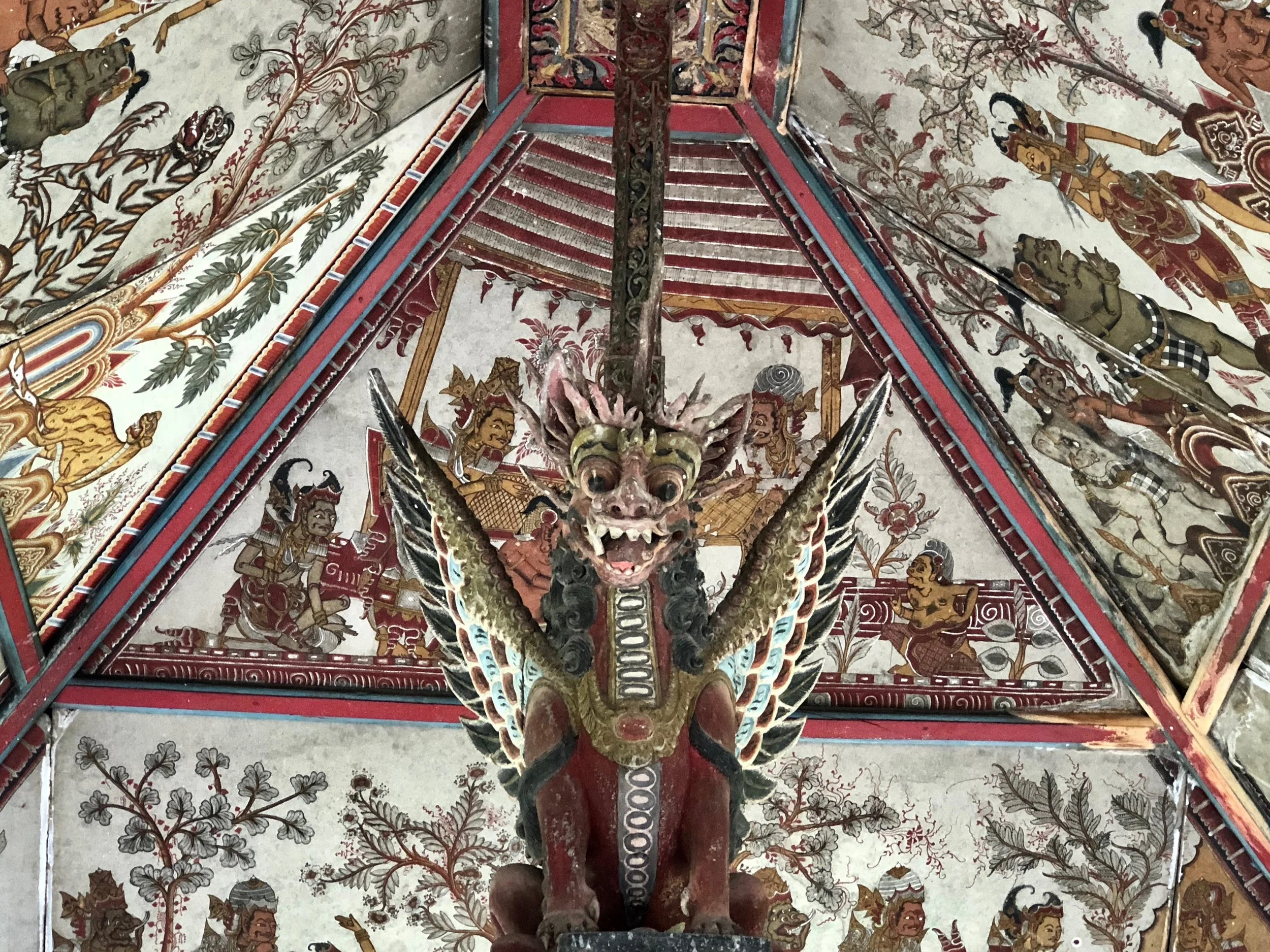 A mythic creature watches over the pavilion