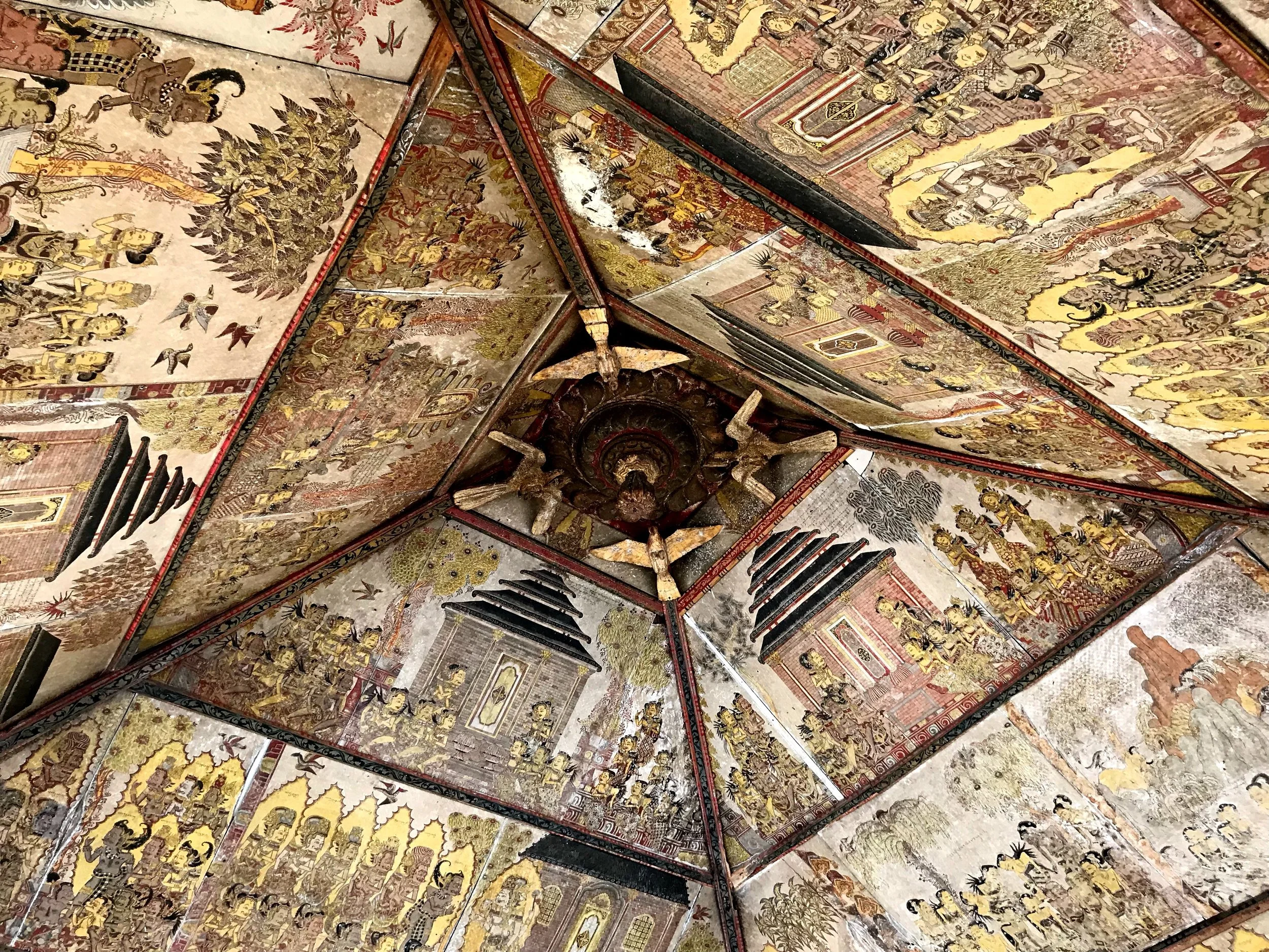 The ceiling is covered with illustrations — it’s like a Balinese comic book about a trip to Hell