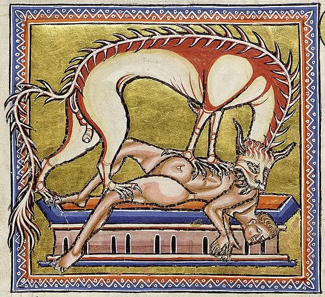 The crocotta, seen in this illustration from the Aberdeen Bestiary, lures its victims by sounding like someone they know in need of help