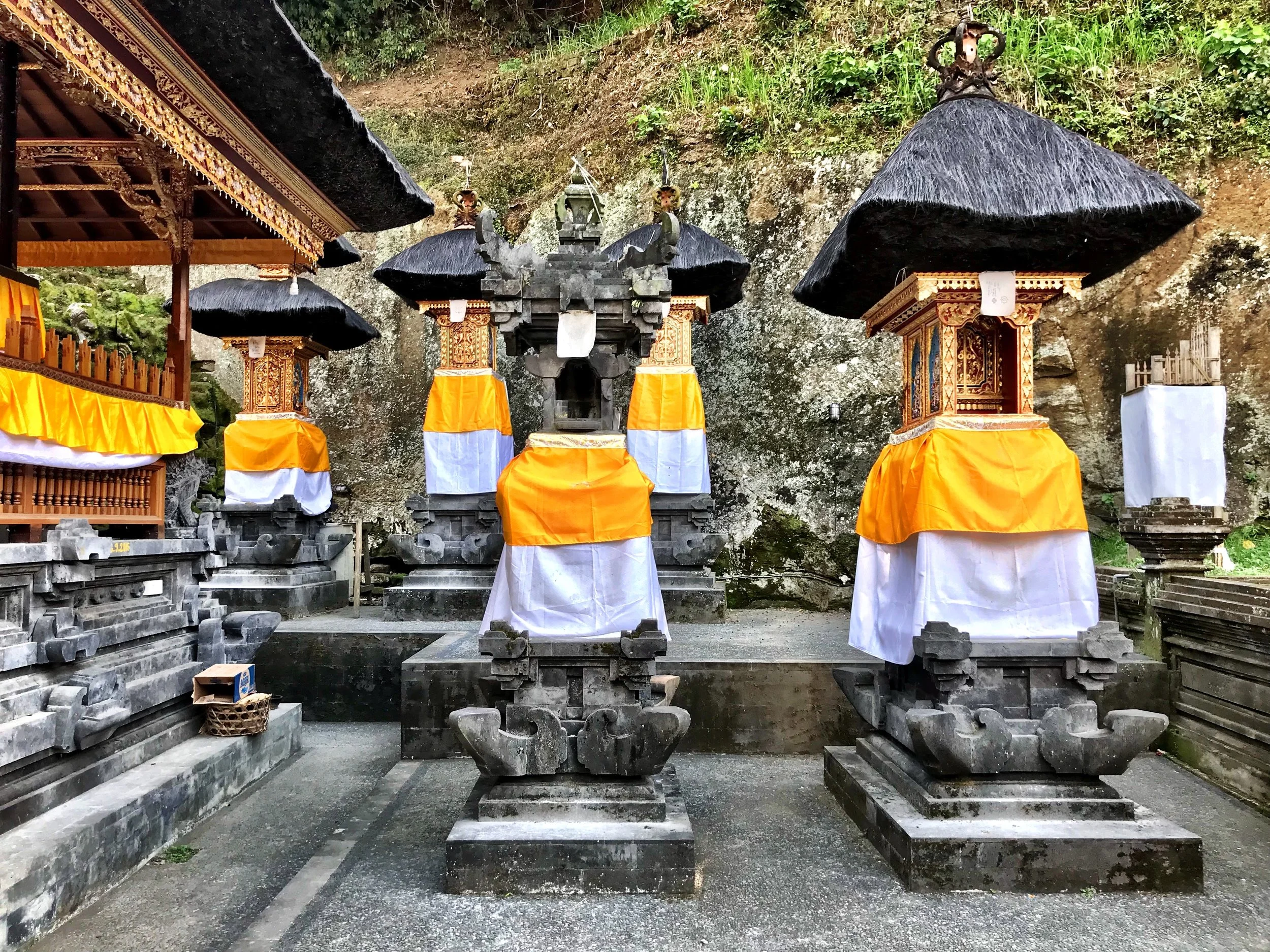 At the back of the complex are colorfully decorated shrines