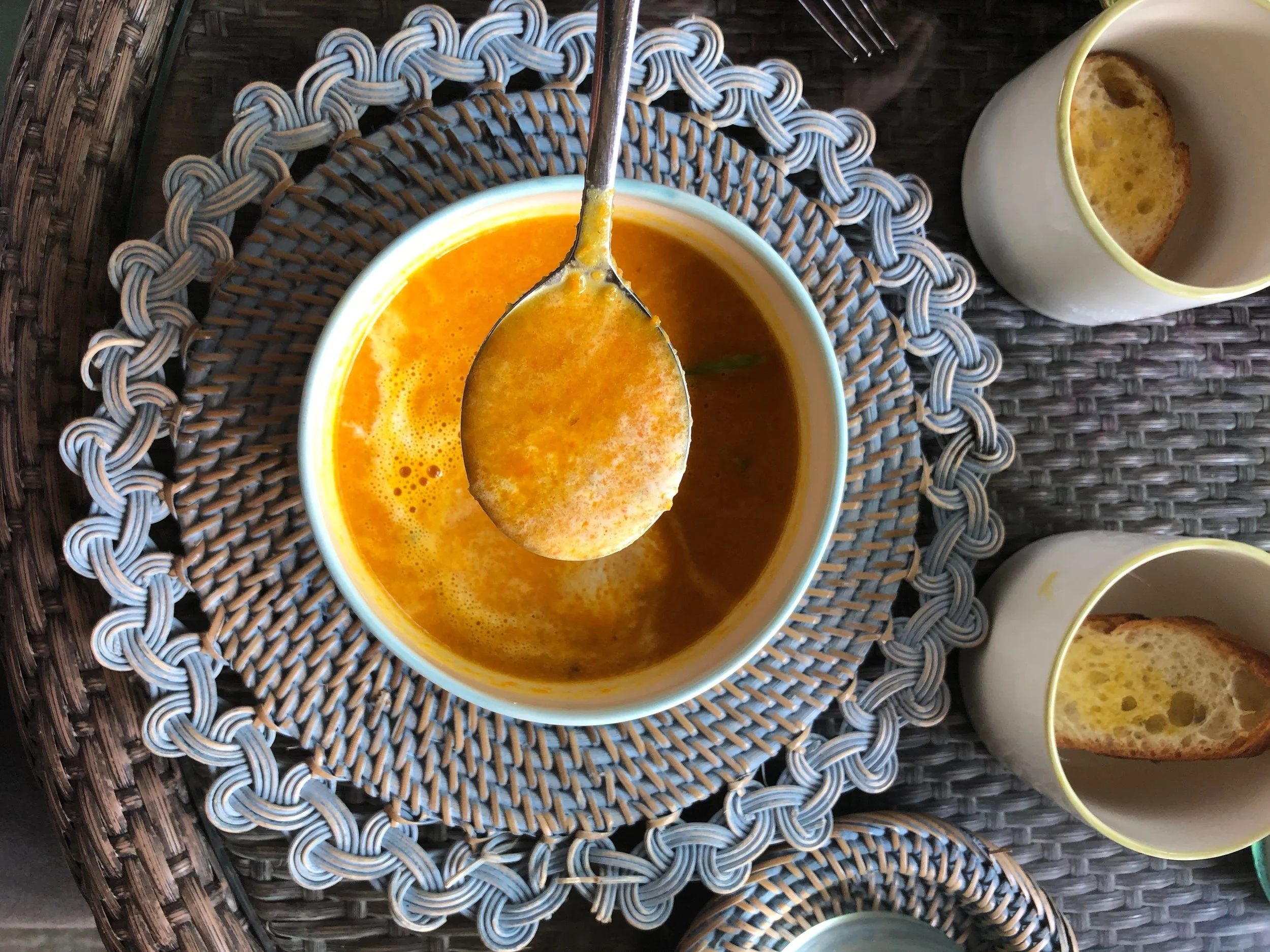 Cold Soup Recipe: Carrot and Healing Roots Bisque With Crostini