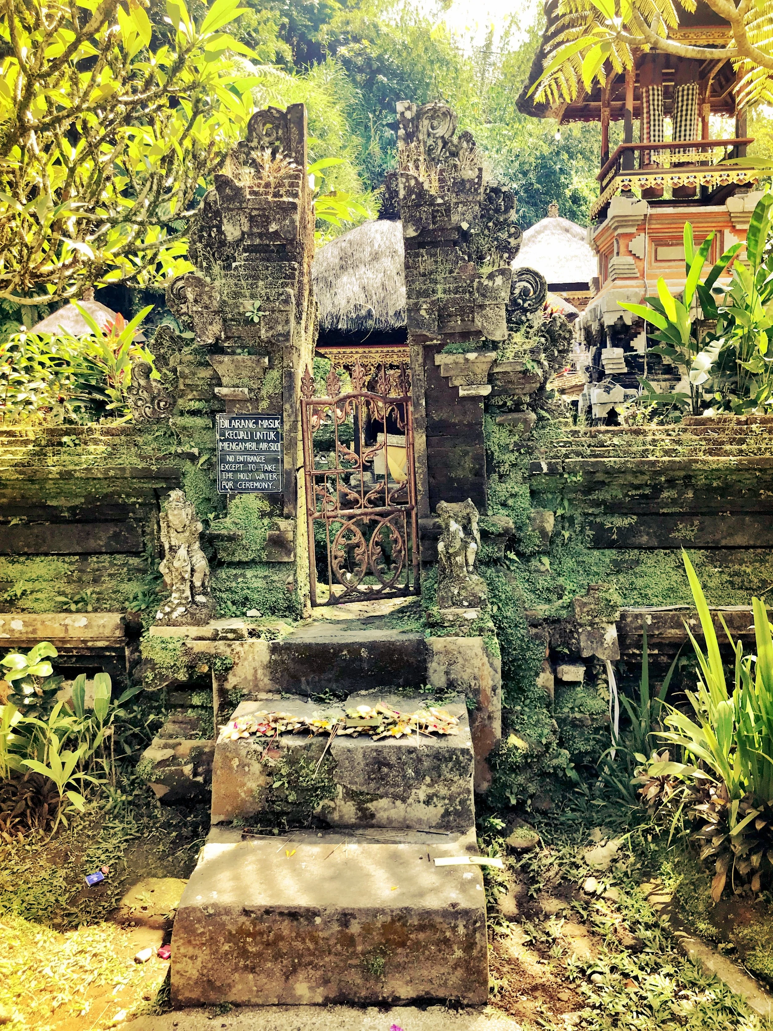 The lichen-covered stones lend Balinese temples an ancient air