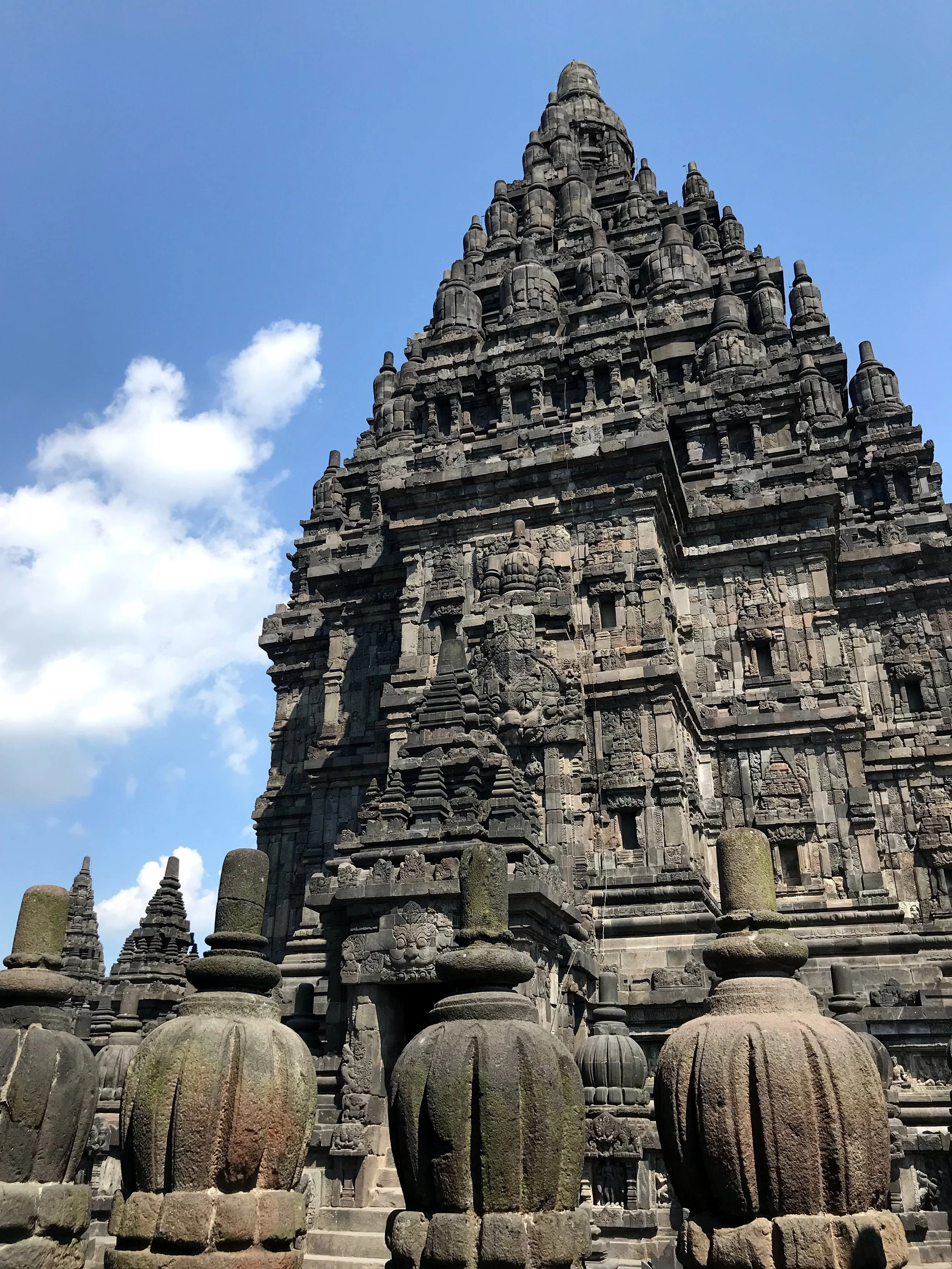 The bulbous lingam-yoni ornaments encircling the temples represent male and female reproductive parts