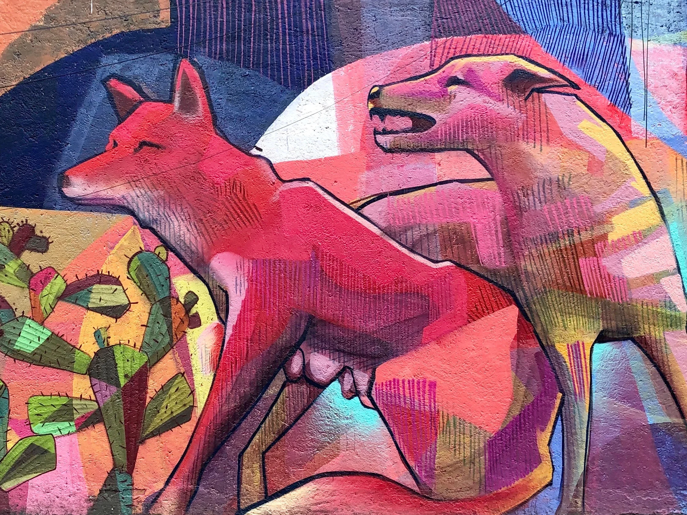 The mascots of Coyoacán, as depicted by street artist Polvoe