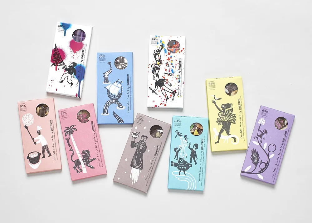 Masiques’ whimsical work has appeared on a line of chocolate bars